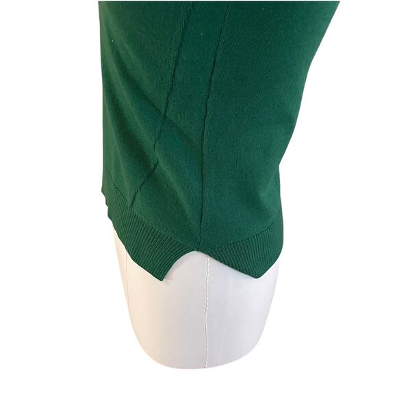 Tahari Dark Green Extrafine Merino Wool Crew Neck Sweater, Zipper Detail, S - Picture 4 of 11